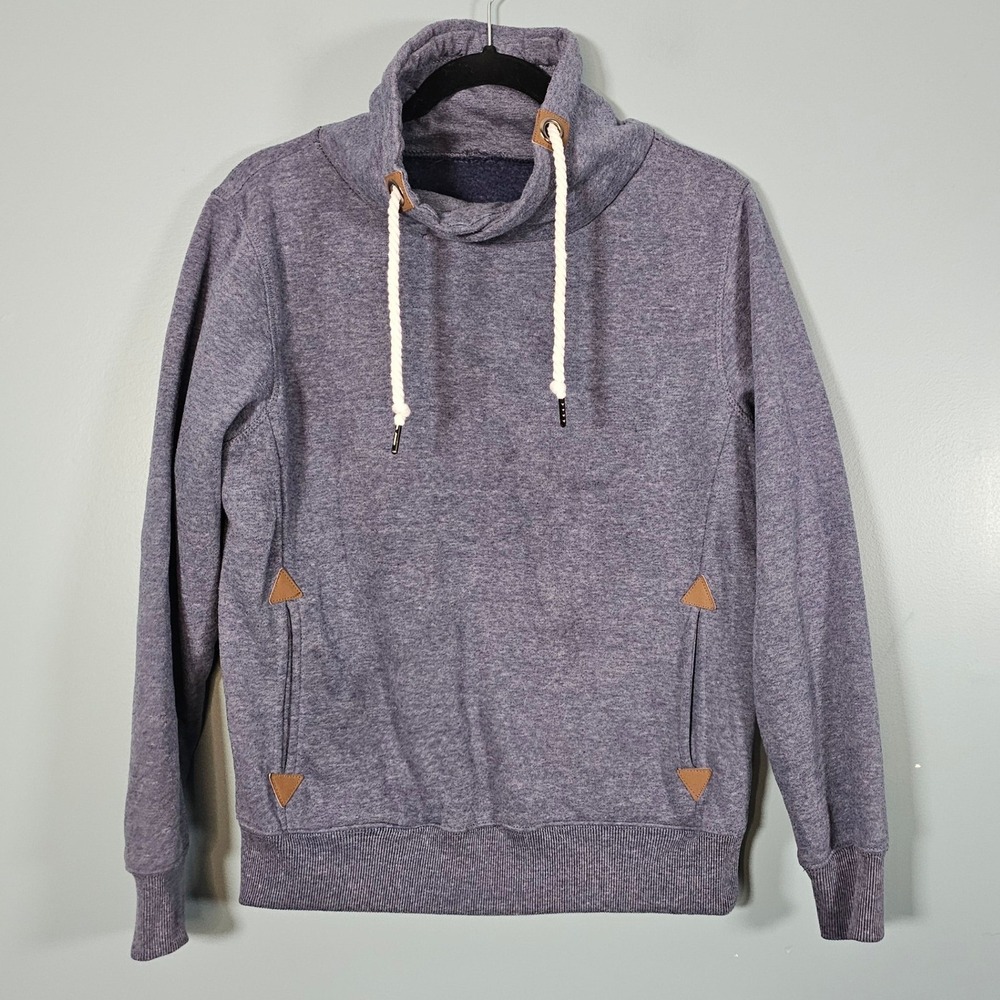 HanTon Women's Pullover Sweatshirt Cowl Neck Drawstring Heather Gray Medium